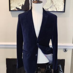 ALFANI Classic Navy Velvet Blazer Size 38R